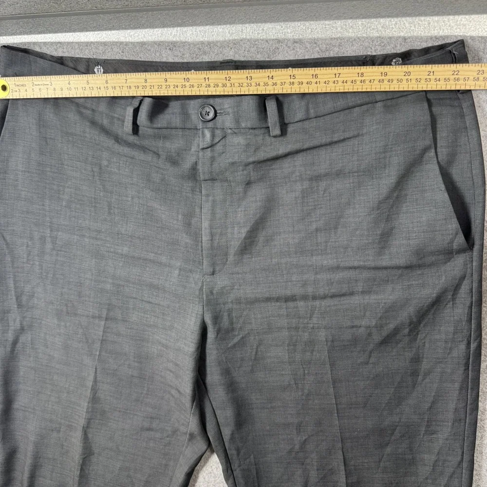 Haggar Mens Dress Pants 44x29 Charcoal Grey Flat Front Lightweight